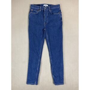 RE/DONE Jeans Womens 28 Blue 90s High Rise‎ Ankle Crop Button Fly Stretch Denim